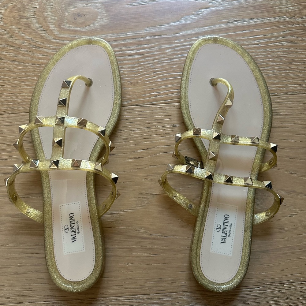 Gold Valentino jelly sandals 100% authentic